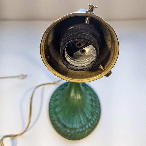 Beautiful Art Deco Cast Iron Goose-neck Table Lamp - Green, Eagle brand no shade - Picture 3 of 10